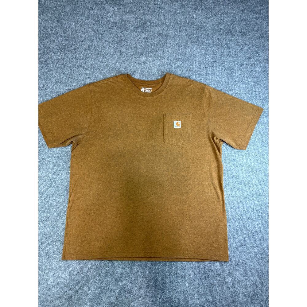 Carhartt Men's Loose Fit T-Shirt Size XL Rust Brown with Pocket Logo